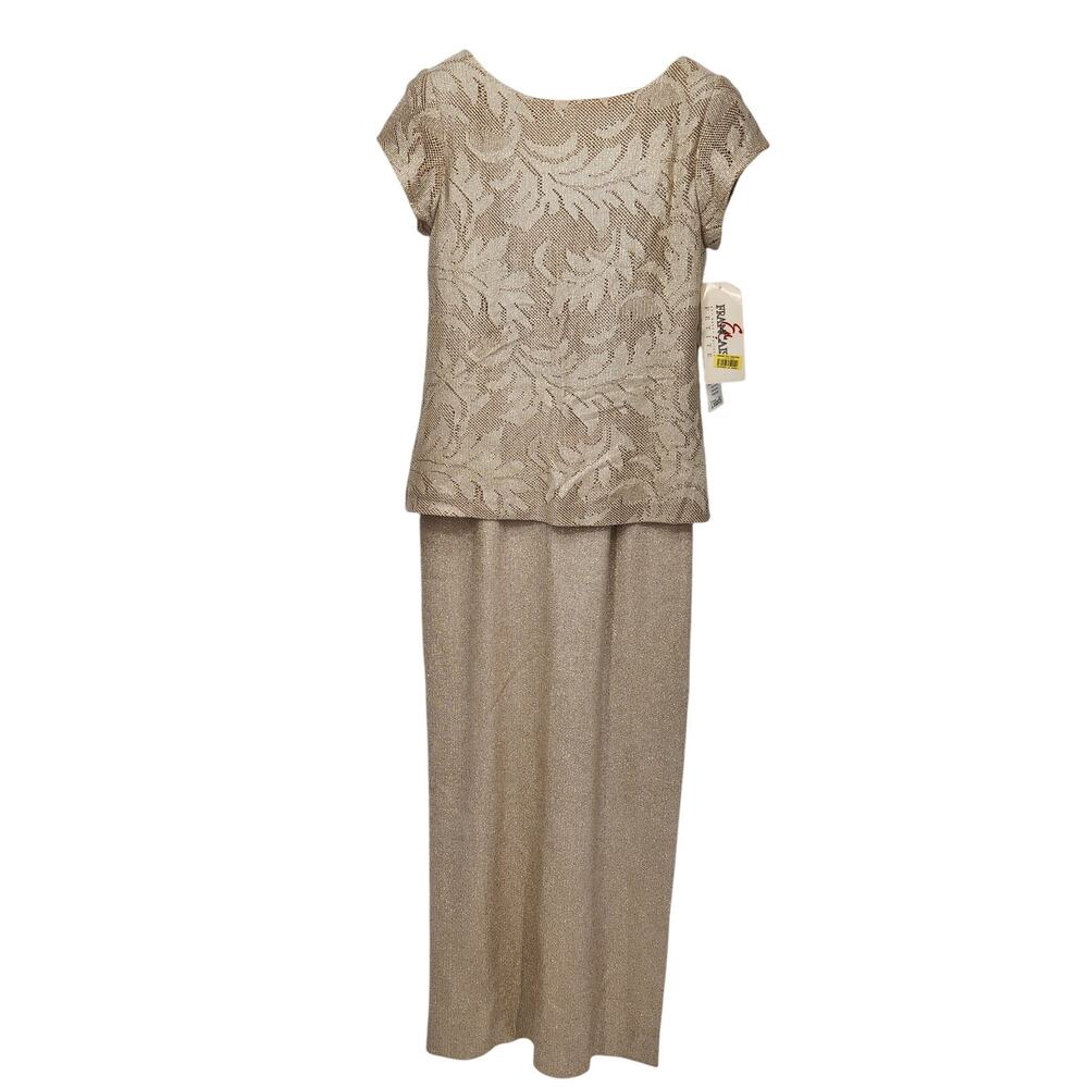 NWT En Francais by Huey Waltzer Formal Metallic Cocktail Maxi Women's Dress 4P